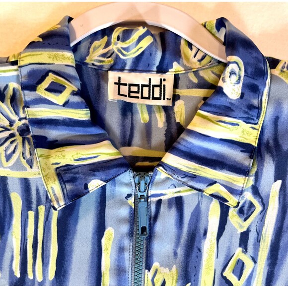 Vtg 80's TEDDI Geometric Retro Abstract Windbreaker Jacket Funky Boho Size L/XL - Picture 2 of 8